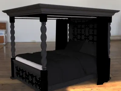 Gothic Canopy Bed 3D model