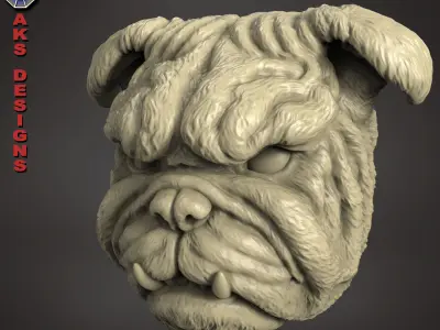 Bulldog version 1 Bas relief for cnc 3D print model