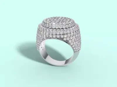 silver diamond ring  3D print model