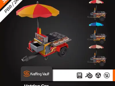 Hotdog Car Low-poly 3D model