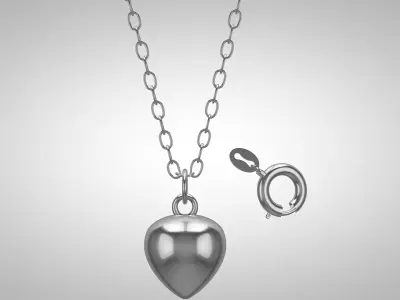 Heart  Pendant Silver Sterling 3d Model 3D model