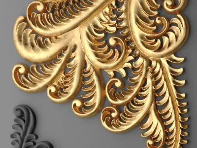 Fretwork SET 3D gold ornate design 3D model