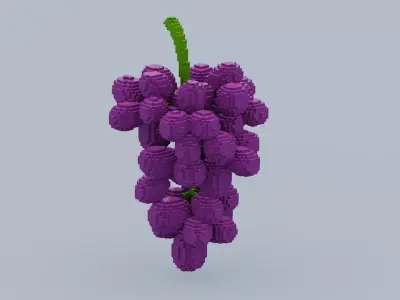 Voxel Grape Low-poly 3D model