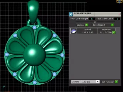 gold flower pendant  3D printable model  3D print model