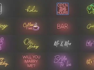 150 Neon Signs - NEONPLEX MEGA PACK 3D Model Collection