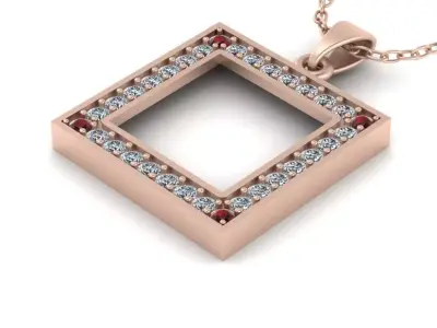 3d-model square jewel pendant  3D print model
