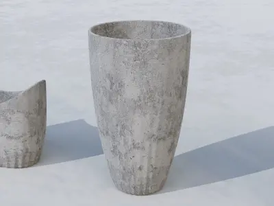 Outdoor concrete vase set 3D model