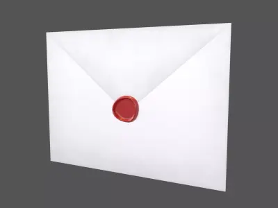 Envelope With Wax Seal v1 002 Low-poly 3D model