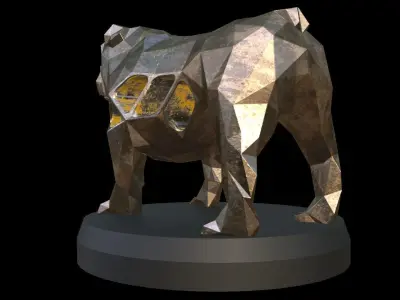 Steampunk Old Bulldog Low-poly 3D model