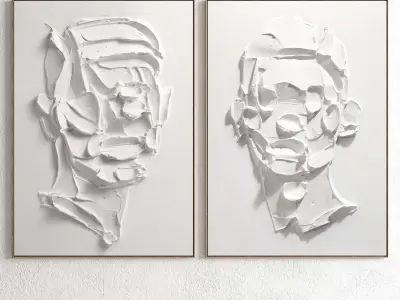 Plaster Two Photo Frame 79 Low-poly 3D model