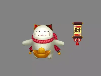 Cartoon Lucky cat Low-poly 3D model