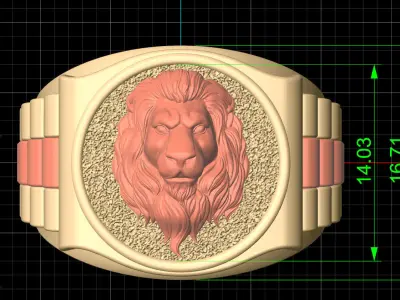 Lion tiger  watch Man Ring silver gold printable jewelry 3D print model