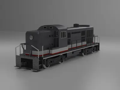 RSD-5 diesel locomotive and a set of rails Free low-poly 3D model