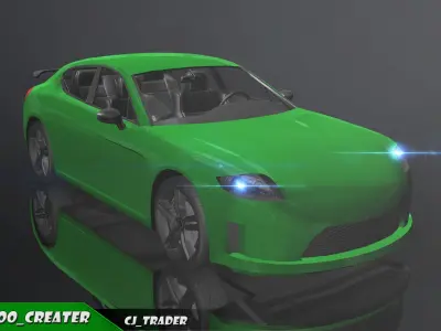 Lowpoly Sports sedan Porsche Racing Car 3D Model Low-poly 3D model