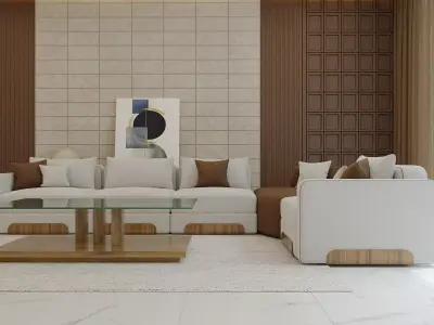 Modern Italian Luxury Sofa Set with Minimal Elegance 3D model