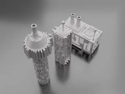 Sci fi hard surface building Free 3D model
