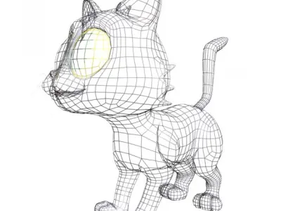 Baby Cat Rigged Low-poly 3D model