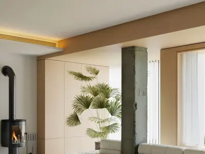 Modern Minimalist Living Room 3D Interior Scene 3D model