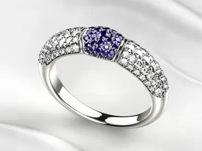 Yellow Sapphires Pave Gold Ring 3D print model