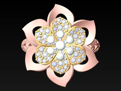 Flower Rings - Womens Ring - N6475 3D print model