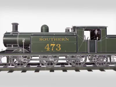 Steam Train Low-poly 3D model