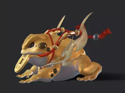 Golden Toad Lucky Low-poly 3D model