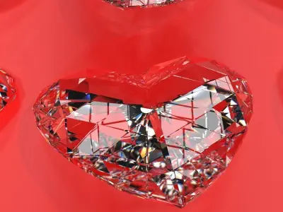 Set Heart shaped gemstone v1  3D model