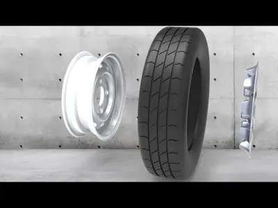 Truck Wheel Size 175-70-R13 with Rim Cover 3D model