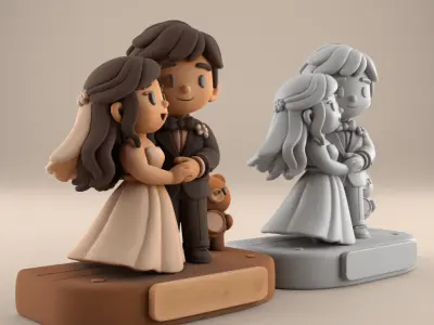 Wedding Couple Figurine 3D Model STL File 3D print model