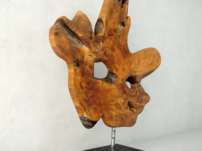 Teak Wood Table Top Decoration 3D model