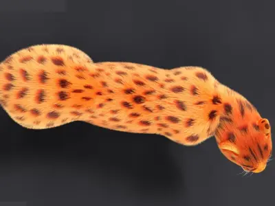 Fur Female Leopard Rigged Low-poly 3D model