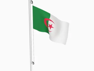 Flag of the Algeria Low-poly 3D model