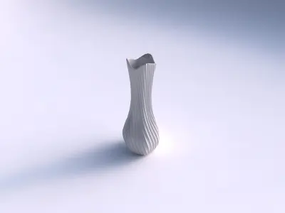 Vase larger opening hexagon with extruded vertical lines 2 3D print model