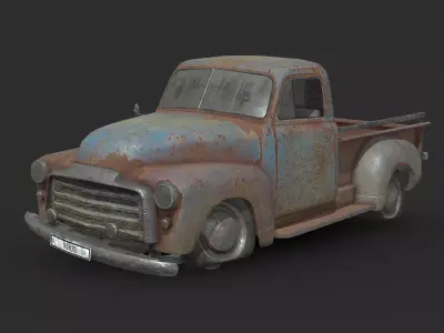 Abandoned Car - GMC 9300 Pickup Truck Low-poly 3D model