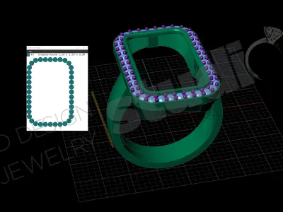 Luxury ring with custom main stone 3d model 3D print model