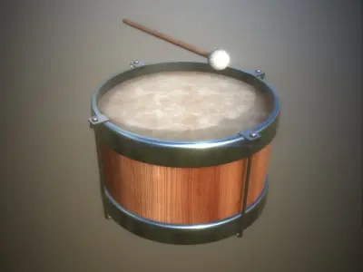Drum And Stick Low And High Poly PBR painted Low-poly 3D model