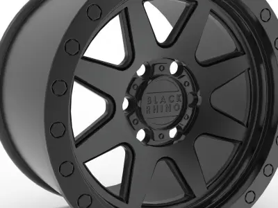 Matte black W Black Lip Edge  Black Bolts Baker Wheel 3D print model