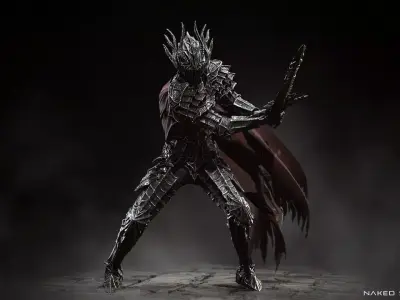 Dark fantasy Dragon Knight - Dragon knight boss - Enemy knight Low-poly 3D model