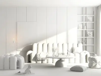 sofa 3D model modern living room with furniture 3D model