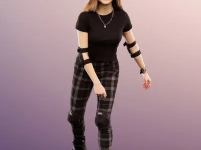 Malina 12091 - Inlineskating Girl Low-poly 3D model