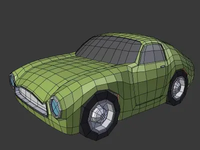 Cartoon Car Icon  Low-poly 3D model