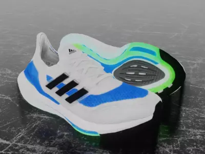 ADIDAS ULTRA BOOST 2021 - BLUE 3D SHOES Low-poly 3D model