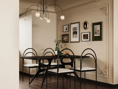 luxury living room dining room interior scenes 32  3D model