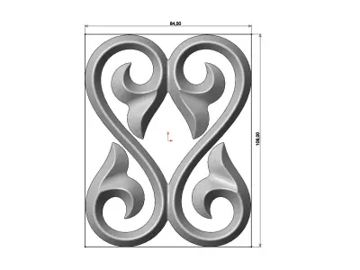 Double floral  scroll decoration element relief  3D print model