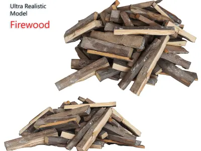 Ultra realistic Firewood Scan Low-poly 3D model