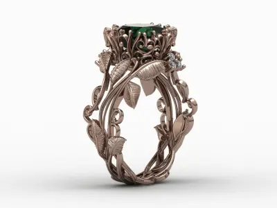 3 Stone Shapes EU 48-60 Sizes Women Rings Leaf Ring For Women  3D print model