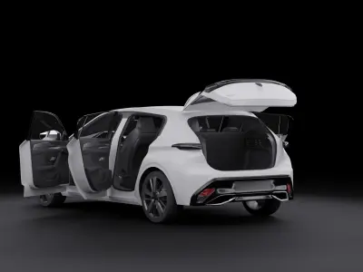 2022 Peugeot 308 Hatchback - Opening doors and trunk Low-poly 3D model