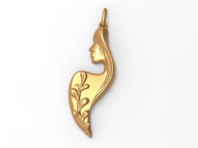 Elegance Lady Girl Woman Face Pendant Jewelry 3D print model