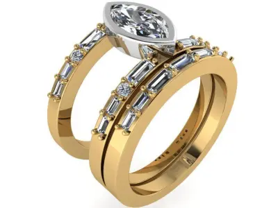 Marquise Bezel Ring With Band 2597 3D print model