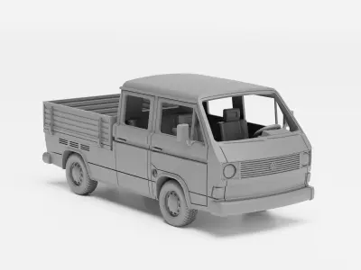 VW T3 Doka Double-cab - H0 scale van model kit 3D print model